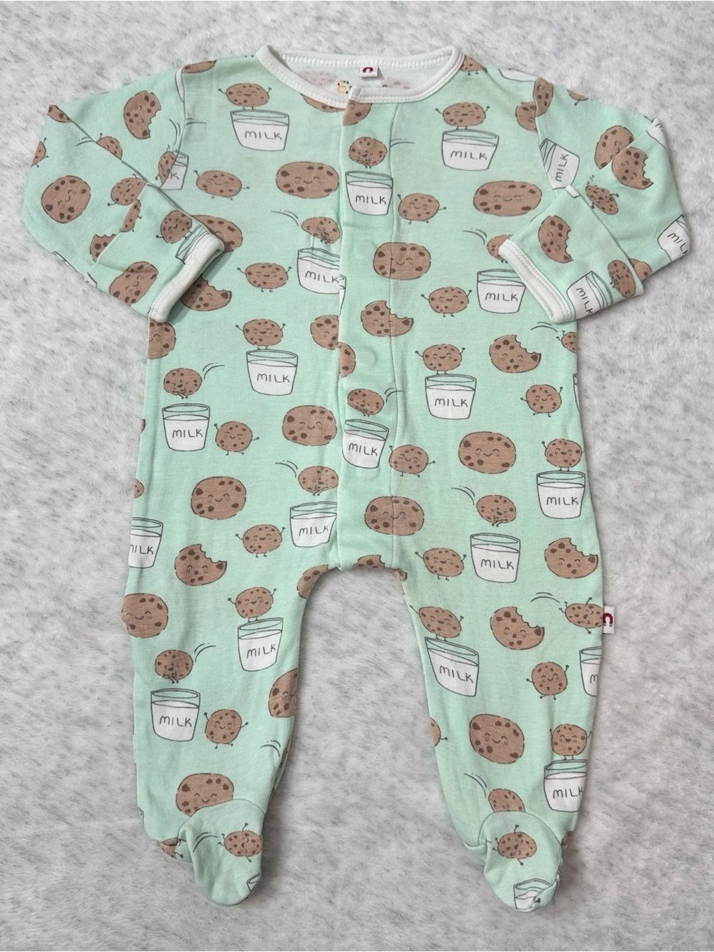 Magnetic Me Mint Milk Cookies Footie Sleeper 0-3M Baby Cotton Neutral Food